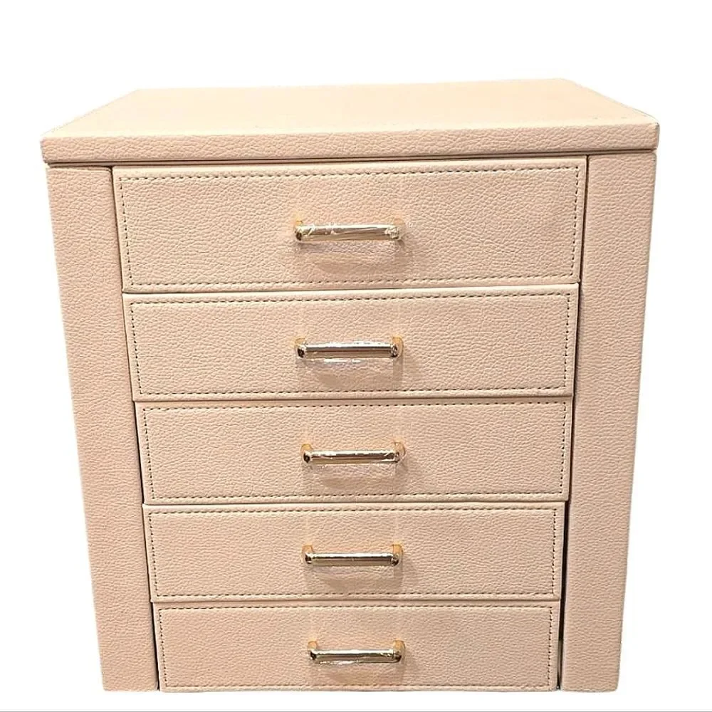 At‎ Home 5-Drawer Pink Leather Jewelry Organizer